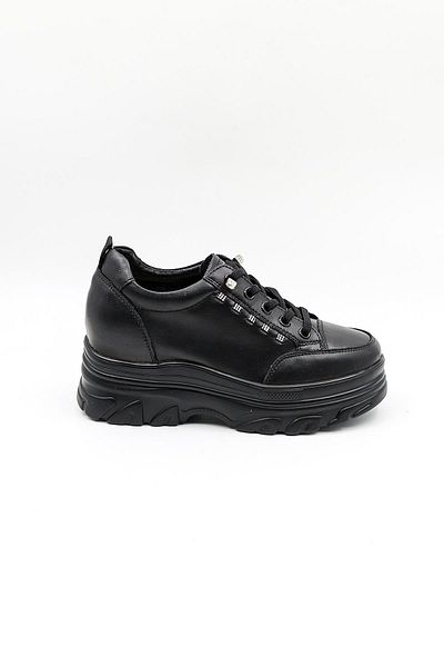 Guja Imported Wedge Heel Stone Detailed Sneakers Women's Sports Shoes Gj361 Charcoal