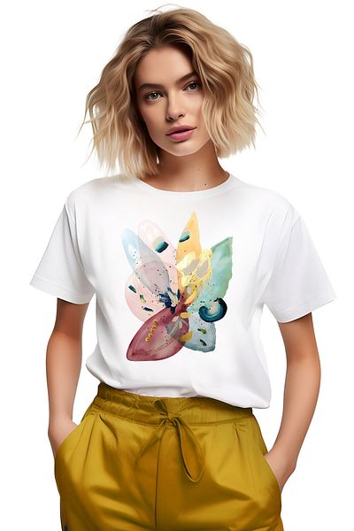 PARUNIV Tricou dama Flori Abstract Flower Watercolor