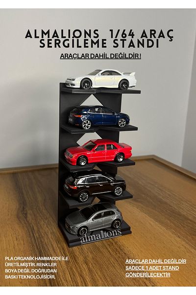 almalions 1/64 Scale Vehicle Display Stand (for 5 Vehicles) - Black - Vehicles Not Included!
