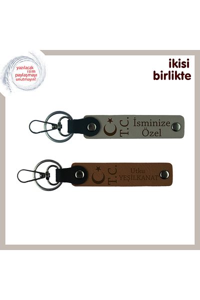 Miaju Armağan Containing Respect for Aunt – Ay Yıldız Tc Themed Set of 2 Personal Keychains, Ash Gray-Brown