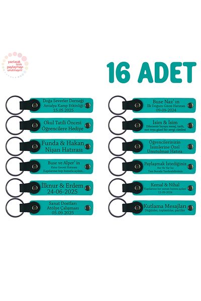 Miaju Message to Students from Teacher Carne Memory Keychain Set of 16, for the Whole Class, Dark Turquoise