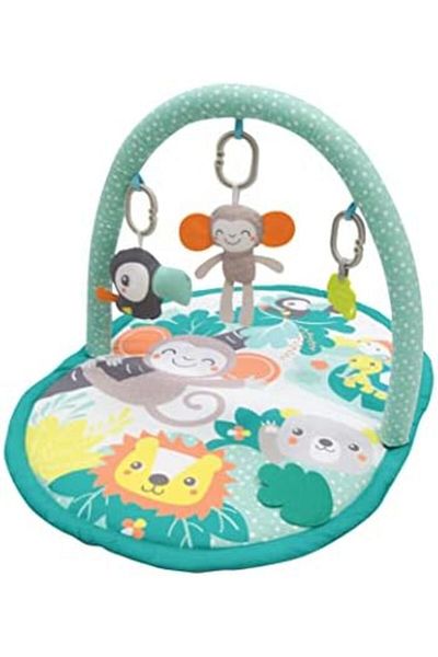 Moon Jungle Friends Mat With Single Arch, Om+, Baby Playmat & Activity Gym - Green
