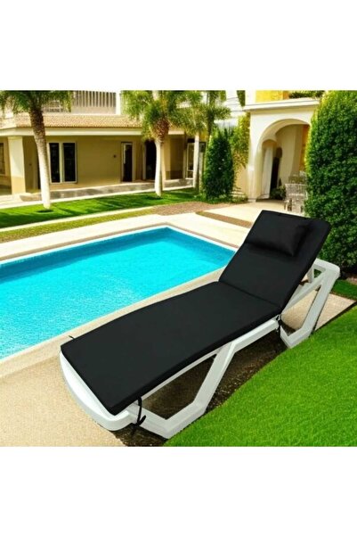 Mor Minder Katlanır Taşınabilir Fermuarlı Şezlong Minderi Plaj Kamp Çadır Yatağı Kamp Matı 175 X55X5 CM SİYAH