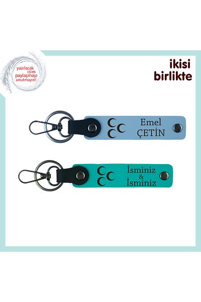 Miaju مجموعة هدايا سلسلة مفاتيح من قطعتين من Ofise Milli Motif Touch – ثلاث قوائم، أزرق سماوي-فيروزي