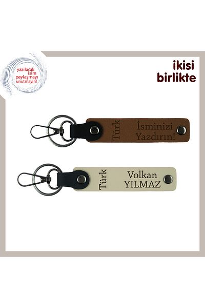 Miaju Armağan Special for Babaya, Turkish Writing Theme, Name Written 2-Piece Keychain Gift, a Kahve-S Kahve
