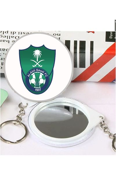 Generic ميدالية مفاتيح دائرية بتصميم نادي الاهلي سلسلة مفاتيح رائعة مع وجود مراة عاكسة من الخلف