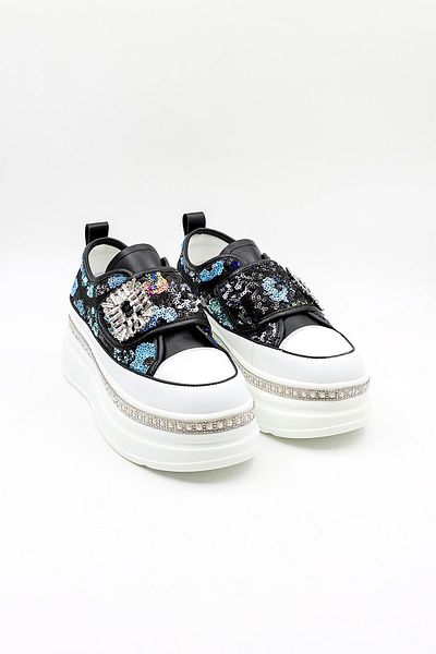 Guja İthak Special Series Sole Stone Detailed Sequin Velcro Women's Sports Shoes Gj423 Black