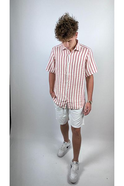 bomull textıle Men's Muslin Striped Shirt