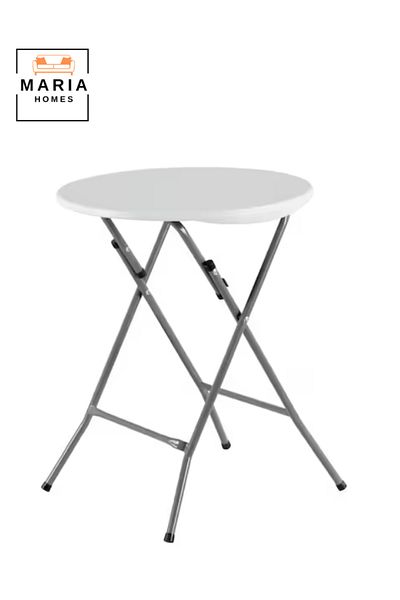 MARIA HOMES Round White Folding Table – Portable Lightweight Plastic Table for Indoor & Outdoor Use