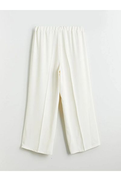 LC Waikiki Lcwaikiki Classic Ecru Women's Trousers with Elastic Waist