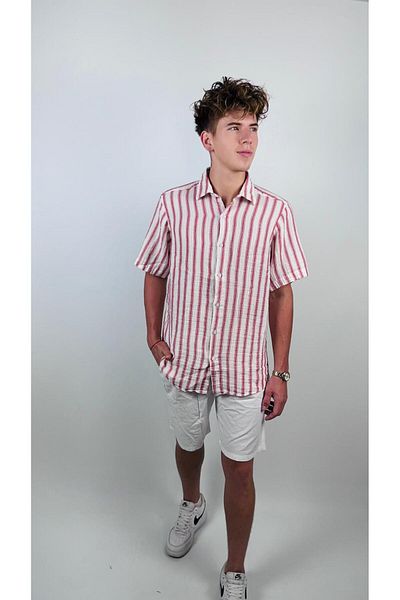 bomull textıle Men's Muslin Striped Shirt