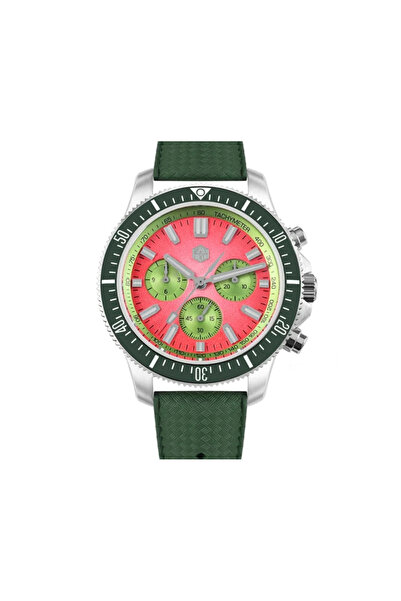 SAN MARTİN San Martin 40mm Kronograf Saat Peacock SL-4801 Otomatik Hareket SN...