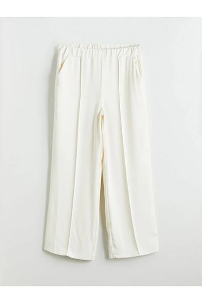 LC Waikiki Lcwaikiki Classic Ecru Women's Trousers with Elastic Waist
