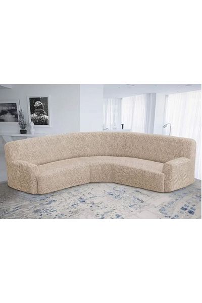 OEM Husa elastica pentru coltar, fara volanas, ZUBI HOME, Model Jacquard Bej in dungi