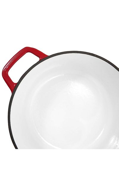 Perfect Home Oala de fonta emailata cu capac, rosie, 5.2 L, Perfect Home
