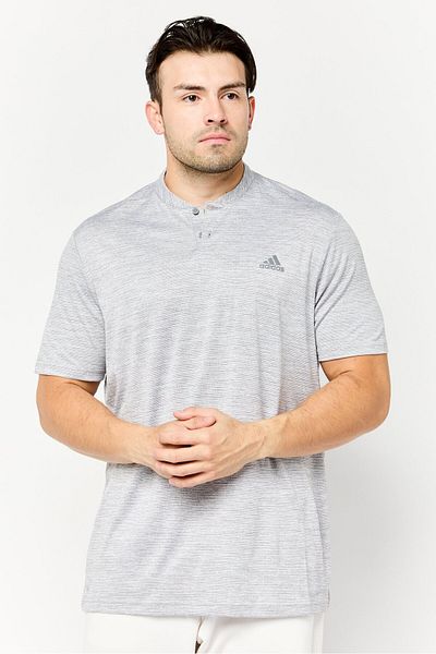 adidas Men Sportswear Fit Brand Logo Short Sleeves Outdoor Polo Shirt, Grey