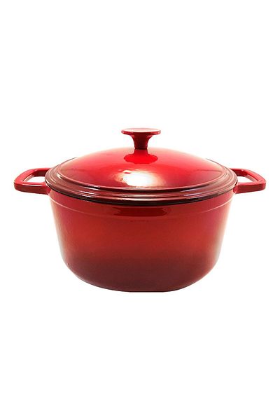 Perfect Home Oala de fonta emailata cu capac, rosie, 5.2 L, Perfect Home