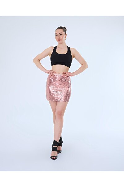 KürkZone Fusta mini cu paiete strălucitoare – Potrivită pentru combinații de ...