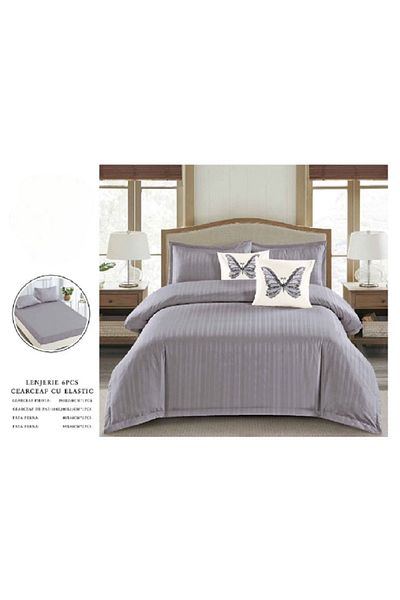 OEM Double Bedding Set, Finet Damask Type, 6 Pieces, Fitted Sheet 180x200 cm