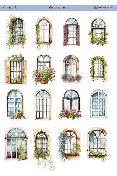 MirayDesign 1 autocolant tematic vintage (12x17 cm) pentru Bullet Journal, al...