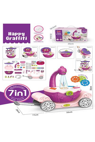 Point Plus 7-in-1 Drawing Learning Toy - Light Projector with Art Tools and Princess Cart - For Kids Ages 3 and Up