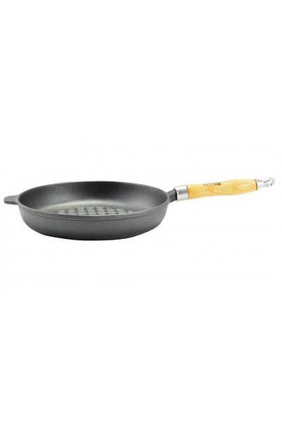 Perfect Home Tigaie fonta cu maner lemn, 24 cm, Perfect Home