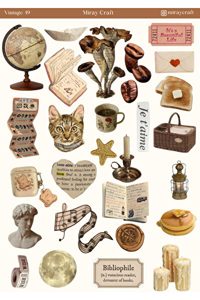 MirayDesign 1 autocolant tematic vintage (12x17 cm) pentru Bullet Journal, al...