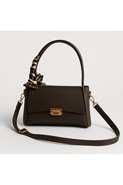 ROYAL LADYS Geantă de damă cu mâner și curea reglabilă, detaliu auriu + eșarf...