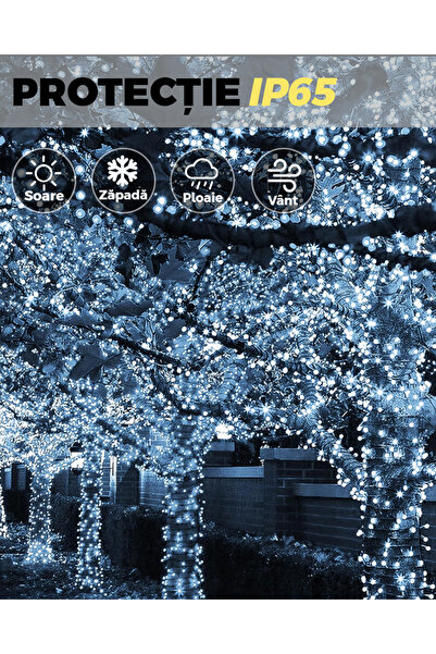 Joyful Box Instalatie Craciun Solara Joyful Box, 500 Led-uri, 50 metri, Panou solar mare, Telecomanda, 1200mAh