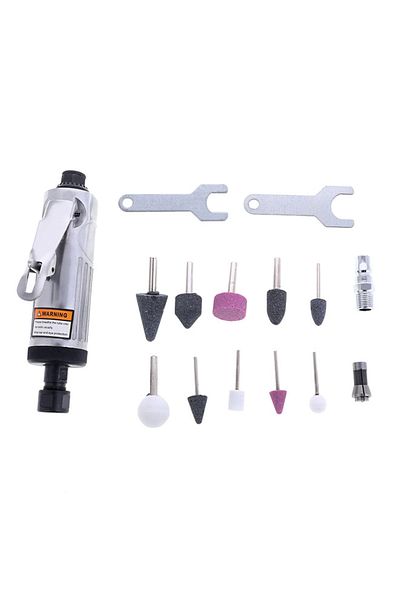 Lawazim Air Die Grinder Kit – 16 Pieces, Pneumatic Grinder with Collets, Grinding Heads & Carry Case