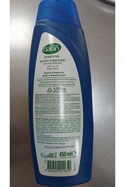 Dalan Şampuan Aloe Vera Özlü Kepeğe Karşıt Etkili 450 Ml x 6 Adet