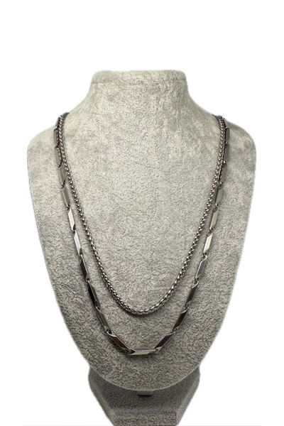 sulyra Silver Chain Men's Necklace Set of 2