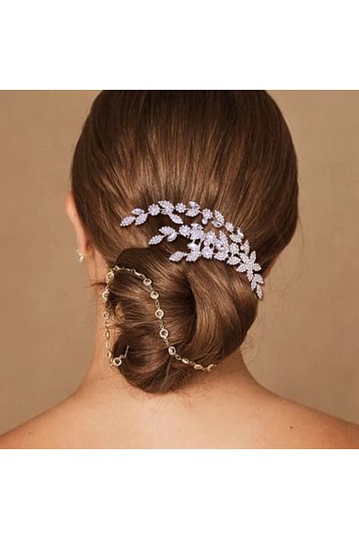 Flaner Paris Accessorize Women's Scalloped Crystal Decorated Scalloped Buckle Bridal Hair Jewelry, 2025 Bridal Accessory Fashion