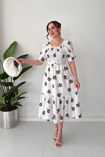 MaziButik Lined Flower Dress Black