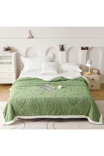 OEM Cocolino fluffy blanket, with fur, 200x230cm, elegantly embossed with Butterflies, made of plush microfiber