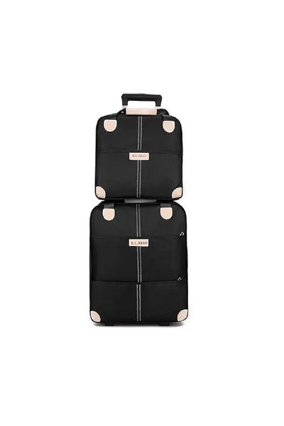 OEM Airplane Luggage Set with Handbag, with Two Wheels, 20 inch, Two Pieces, Black