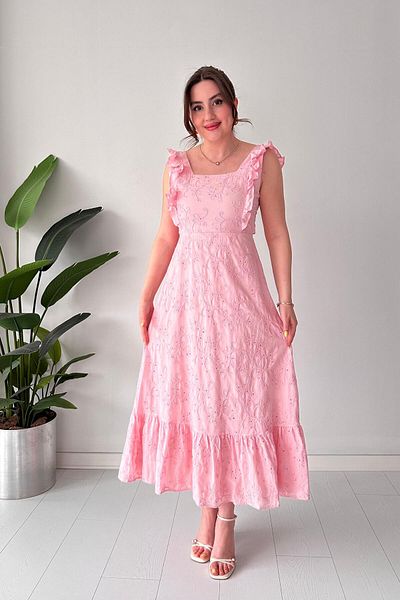MaziButik Back Tie Fisto Dress Pink