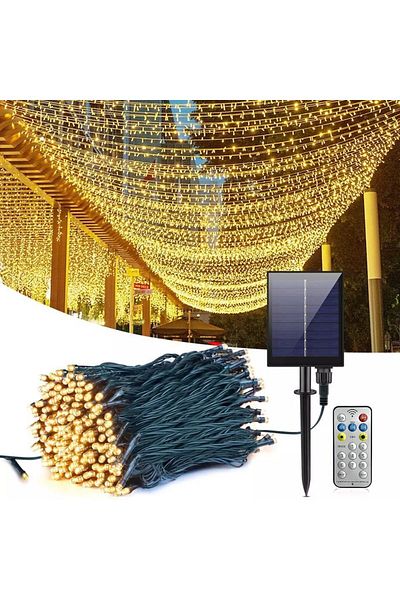 Joyful Box Instalatie Craciun Solara Joyful Box, 500 Led-uri, 50 metri, Panou solar mare, Telecomanda, 1200mAh