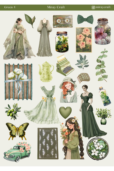 MirayDesign قطعة واحدة من الملصقات ذات الطابع الأخضر (12 × 17 سم) لمجلة Bulle...