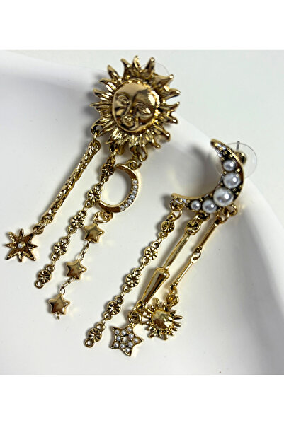 LYRA OFFİCİAL Za -Sun Moon Star Figured Dangle Earrings