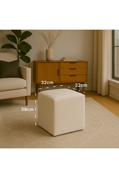 vidalife Kare Puf Koltuk Uzanma Koltuğu Makyaj Koltuğu Krem