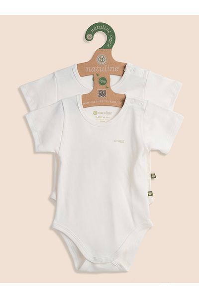 natuline Baby Body Organic Cotton Short Sleeve Basic Nature Zıbın 4-Pack