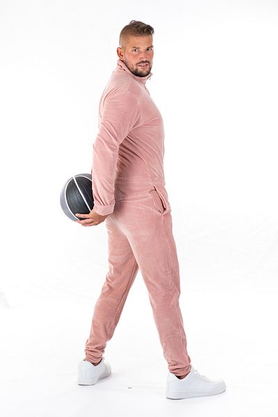 dendy Pánský overal plyšový dlouhý Pink 342/L