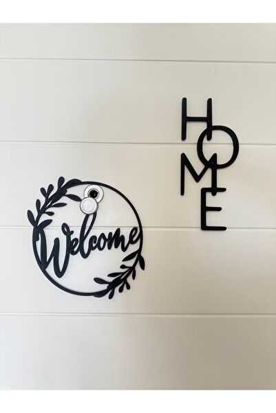 Elhara Design Kapı Süsü Welcome ve Home Yazılı 2 'li Set