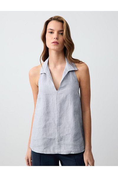 Jimmy Key Linen Blouse Tied at the Neck