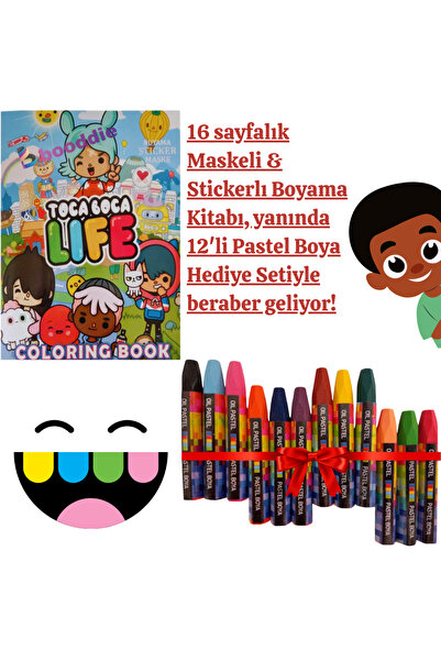 booddie Toca Boca Boyama Kitabı Stickerlı (arka Kapak Kesilerek Maskeli ) 12'...