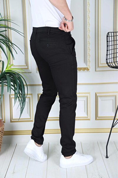 PHANTOM JEANS Men's Black Slim Fit Flexible Lycra Dobby Linen Lace-Up Belted Stylish Trousers with Elastic Waist