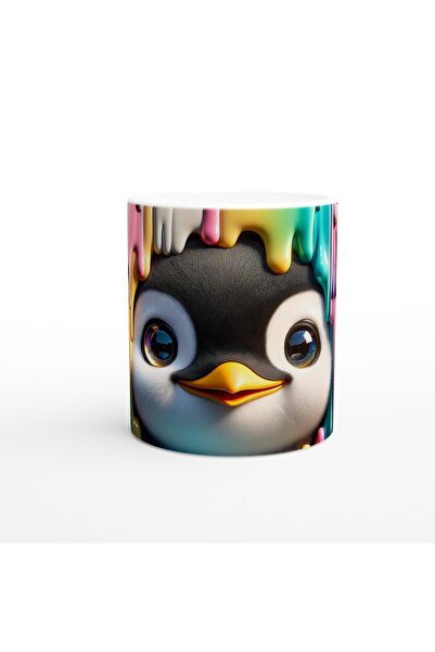 MESCHAIN كوب مطبوع بطابع البطريق ينظر من بين الدهانات الملونة