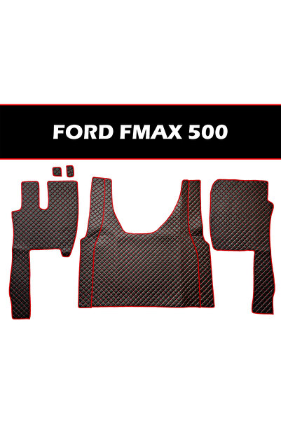 Generic Brand FORD F-MAX (2018-2025) سجادة جلدية سوداء وحمراء (OTOMATIK)