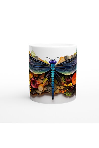 MESCHAIN كوب مطبوع عليه اليعسوب بين الزهور الملونة